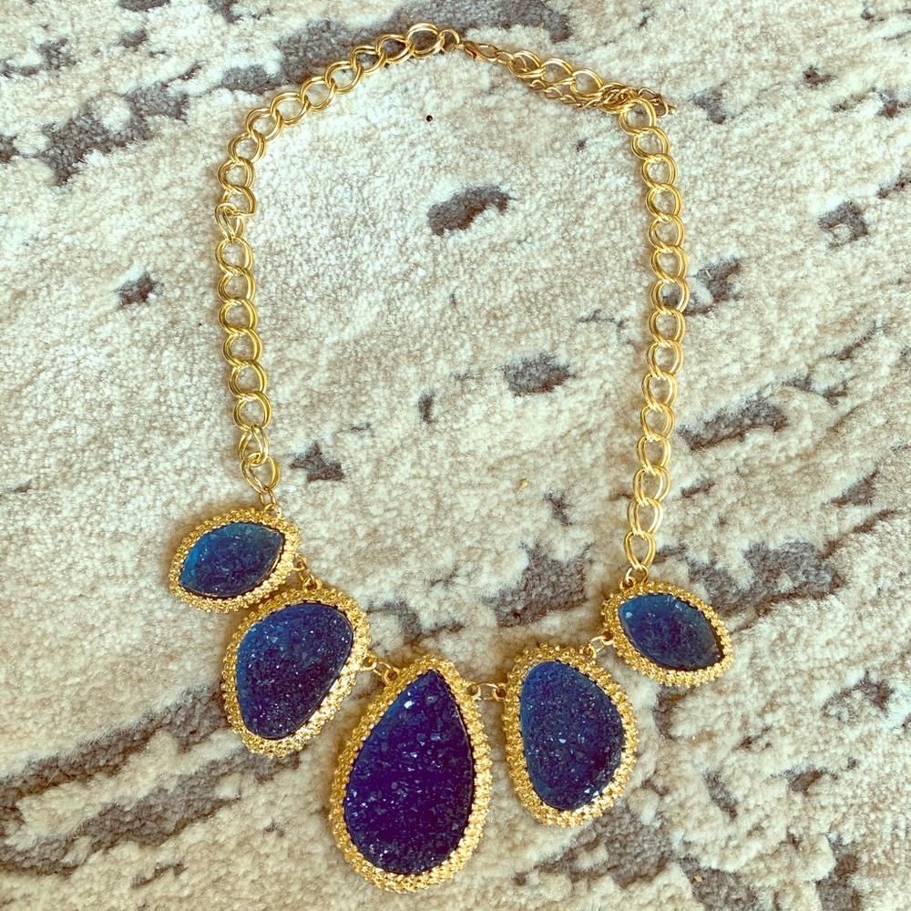 Gold and Blue Statement Necklace